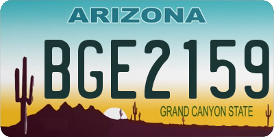 AZ license plate BGE2159