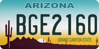 AZ license plate BGE2160