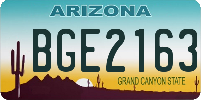 AZ license plate BGE2163