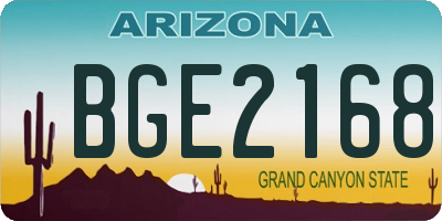 AZ license plate BGE2168