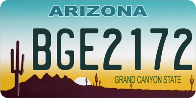 AZ license plate BGE2172