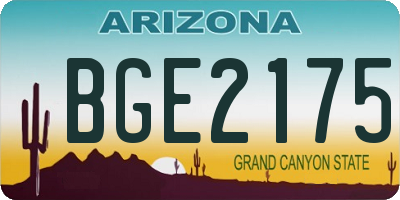 AZ license plate BGE2175