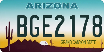 AZ license plate BGE2178
