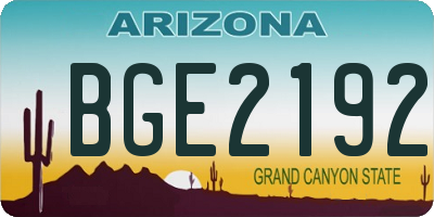 AZ license plate BGE2192