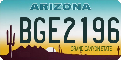 AZ license plate BGE2196