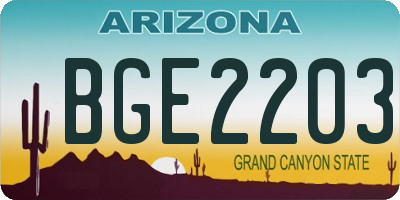AZ license plate BGE2203