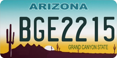 AZ license plate BGE2215