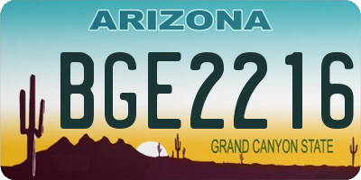 AZ license plate BGE2216