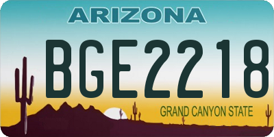 AZ license plate BGE2218