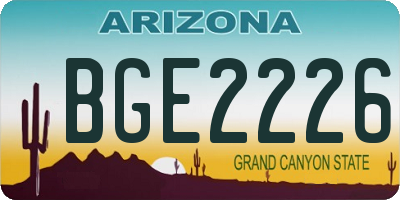 AZ license plate BGE2226