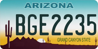 AZ license plate BGE2235