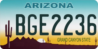 AZ license plate BGE2236