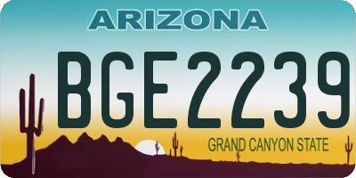AZ license plate BGE2239