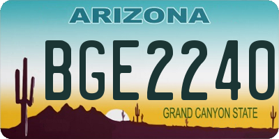 AZ license plate BGE2240