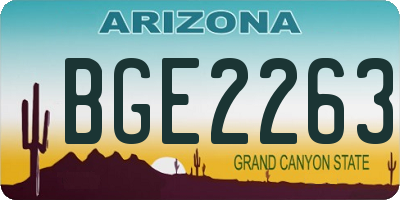 AZ license plate BGE2263