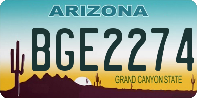 AZ license plate BGE2274
