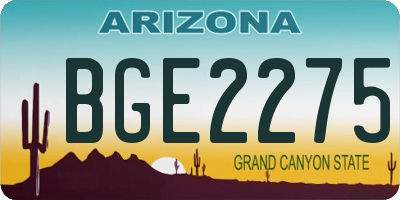 AZ license plate BGE2275