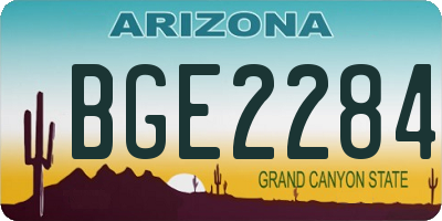 AZ license plate BGE2284