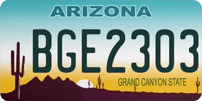 AZ license plate BGE2303