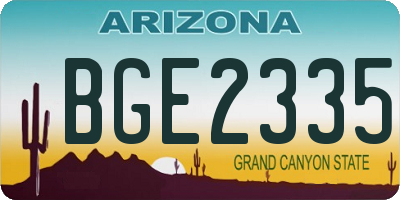 AZ license plate BGE2335