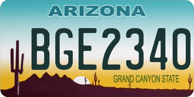 AZ license plate BGE2340