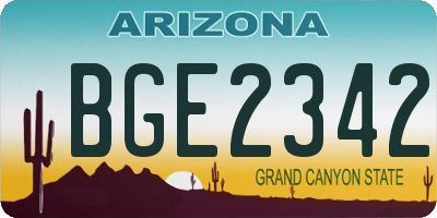 AZ license plate BGE2342