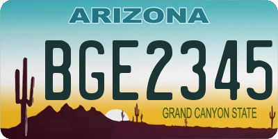 AZ license plate BGE2345