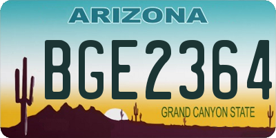 AZ license plate BGE2364