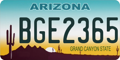 AZ license plate BGE2365