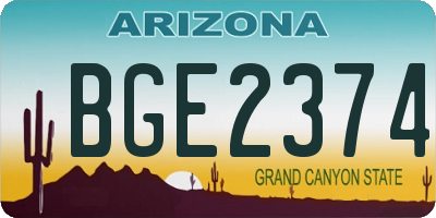 AZ license plate BGE2374