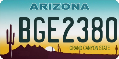 AZ license plate BGE2380