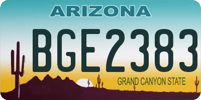 AZ license plate BGE2383