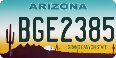 AZ license plate BGE2385