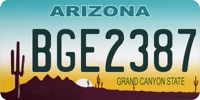 AZ license plate BGE2387