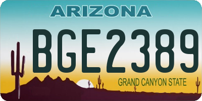 AZ license plate BGE2389