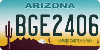 AZ license plate BGE2406