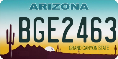 AZ license plate BGE2463
