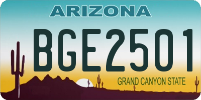 AZ license plate BGE2501