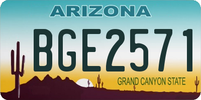 AZ license plate BGE2571
