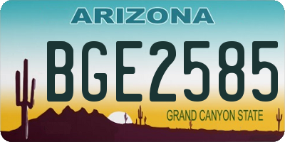 AZ license plate BGE2585