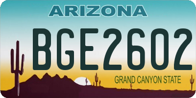 AZ license plate BGE2602