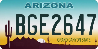 AZ license plate BGE2647