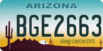 AZ license plate BGE2663