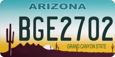 AZ license plate BGE2702