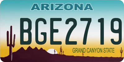 AZ license plate BGE2719