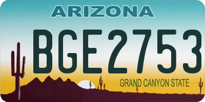 AZ license plate BGE2753