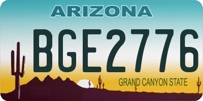 AZ license plate BGE2776