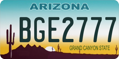 AZ license plate BGE2777