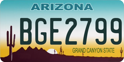 AZ license plate BGE2799