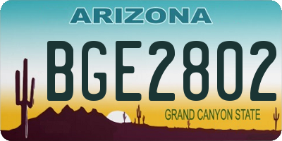 AZ license plate BGE2802
